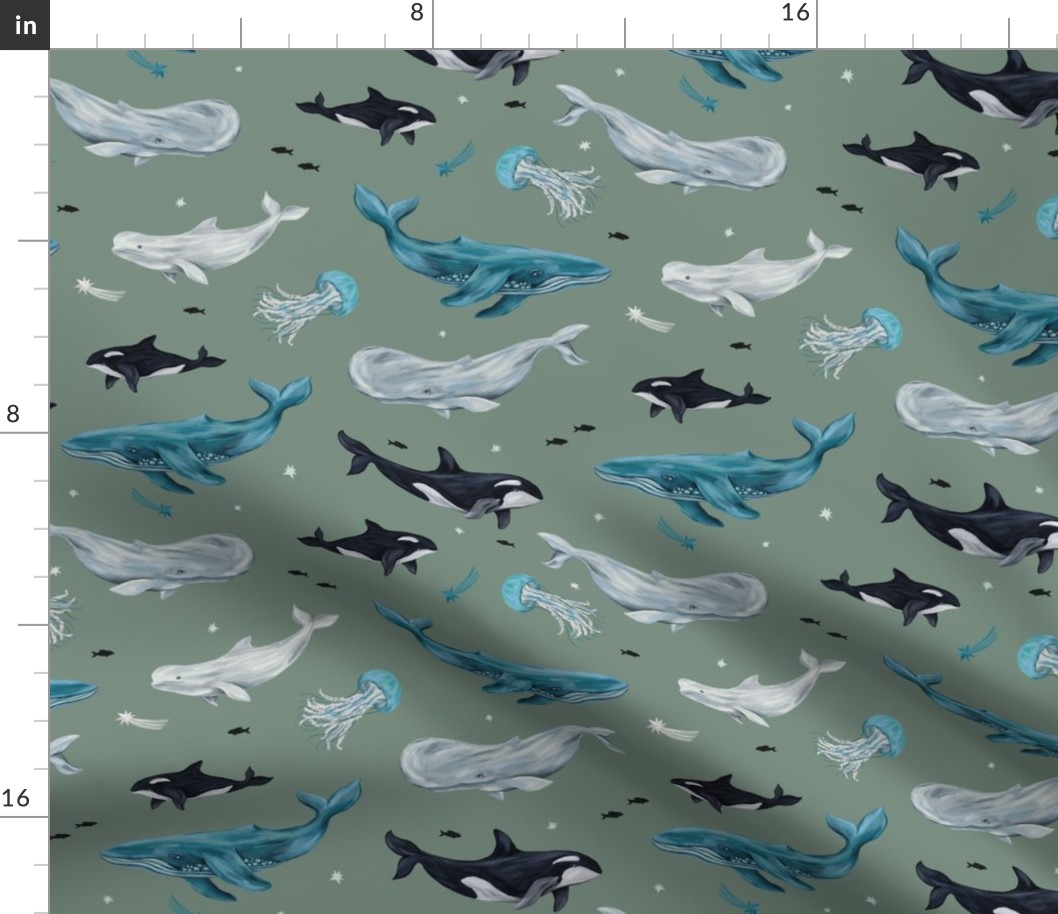 Whales and jellyfishs (green)