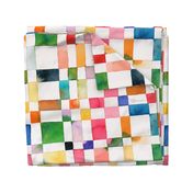 Red Modern geometric checker watercolor - Cheerful rainbow checkerboard - Jumbo large