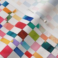 Modern geometric check Watercolor Cheerful Rainbow Micro