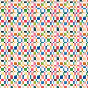 Modern geometric check Watercolor Cheerful Rainbow Micro