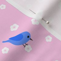 Bluebirds and Blossoms on Pink