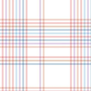 Little tartan grid design old style handkerchief stripes and strokes in blue pink lilac on white