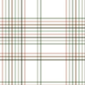 Little tartan grid design old style handkerchief stripes and strokes in seventies vintage fall palette sage green neutral on white  