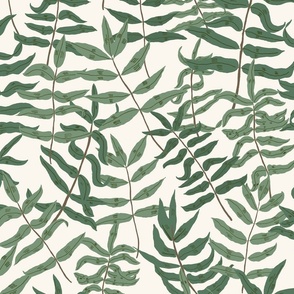 (large) Ash - Green ash leaves on a light background