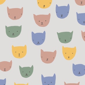 (large) Sprinkle cats - cute cats on a grey background