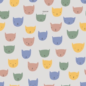 (medium) Sprinkle cats - cute cats on a grey background