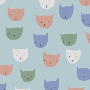 (large)  Sprinkle cats - cute cats on a blue background