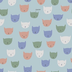 (medium)  Sprinkle cats - cute cats on a blue background