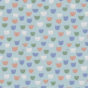 (small) Sprinkle cats - cute cats on a blue background