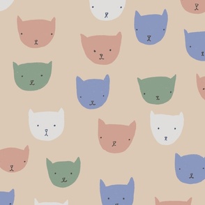 (large) Sprinkle cats - cute cats on a pink background