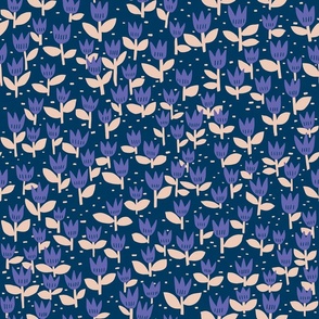 scandi tulips - navy with very peri/pink