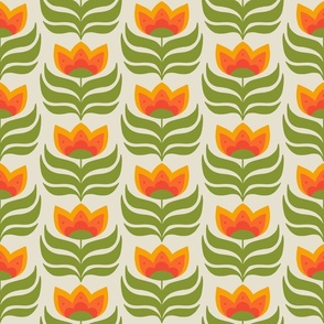 70s Tulip Floral- Orange