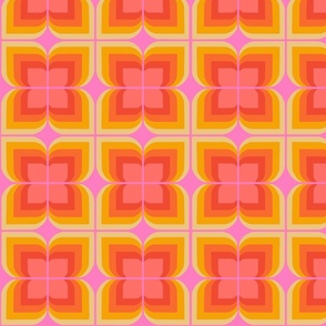 70s Petal Pattern- Pink Background