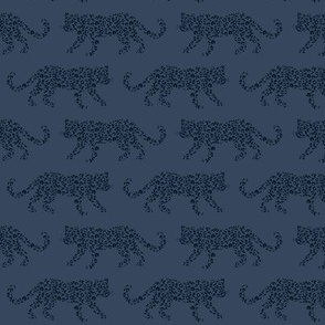 Leopard Parade - Navy Blue / Denim Blue - Small Scale