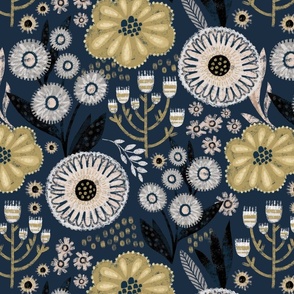 Midnight Blooms in Navy DH