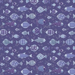 Cute  violet and blue fish ditsy print
