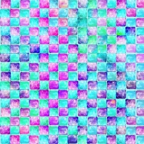 Cool Tones Watercolor Checkers