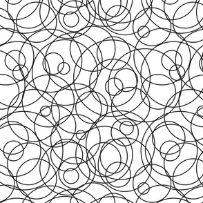 Black and white messy round lines texture