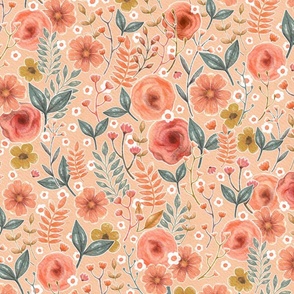 Painted Posies - salmon pink 