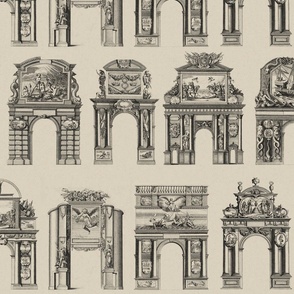 Historic Portals And Archways Beige Retro Architecture Design