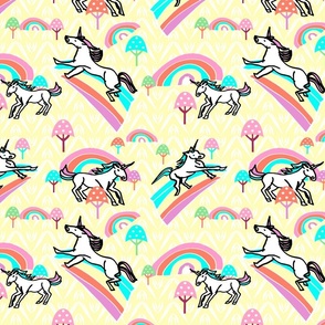 Unicorns rainbows 10.5 rpt yellow