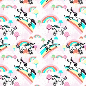 Unicorns rainbows pink