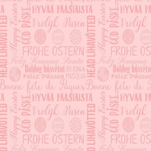 Pink Foreign Language Easter Greetings Typographic Design