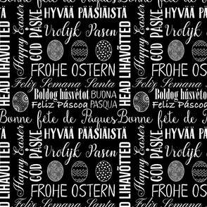 Black and White Foreign Language Easter Greetings Typographic Design