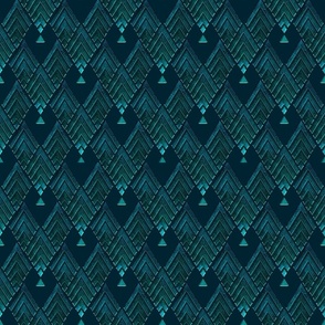 Elegant Retro Art Deco Pattern Turquoise Smaller Scale