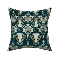 Teal Green Gold Elegant Art Deco Retro Style Pattern