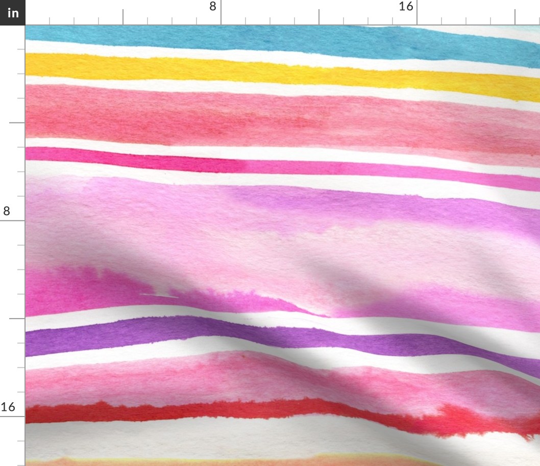 Summer Rainbow stripes watercolor Multicolored Large jumbo