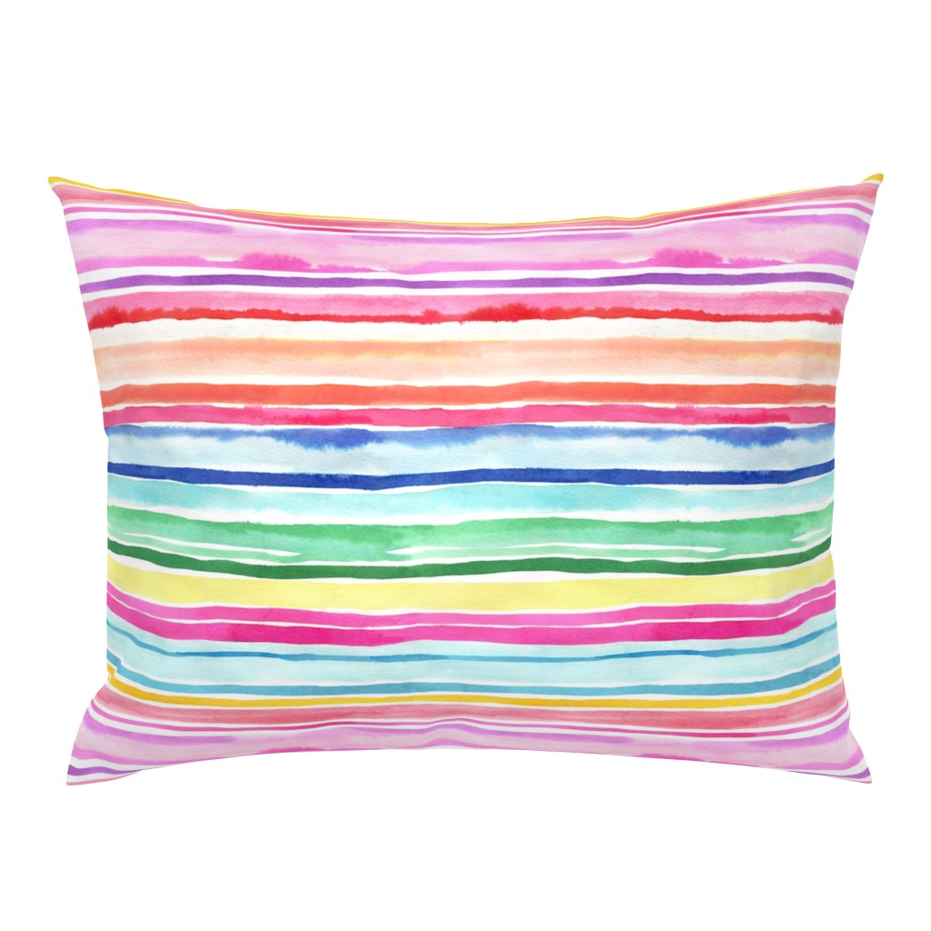 Summer Colorful modern stripes watercolor Small 