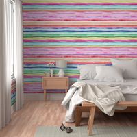 Summer Colorful modern stripes watercolor Small 