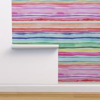 Summer Colorful modern stripes watercolor Small 