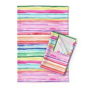 Summer Colorful modern stripes watercolor Small 