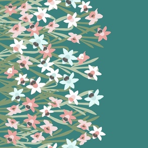 Easter Dress Border of Daffodils on Teal