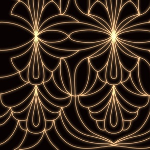 Black deco wallpaper with glowing gold