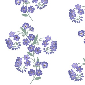 forget-me-not flowers lilac / lavender on white - large scale