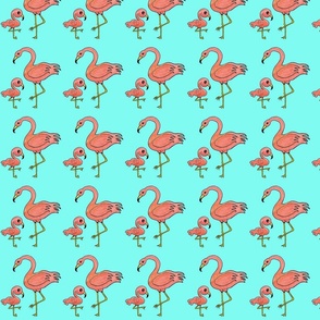 Flamingo and baby aqua 