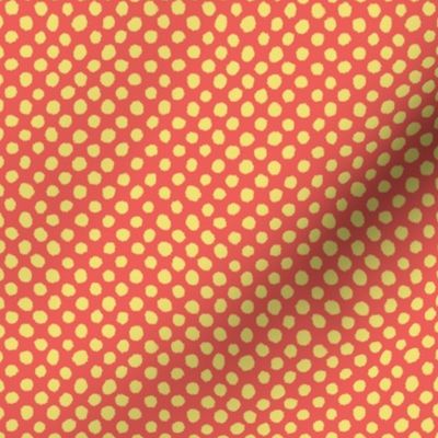 Brushed Polka Dots Buttercup f1e377 and Coral ec5e57