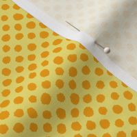Brushed Polka Dots Marigold ef9f04 on Buttercup f1e377 