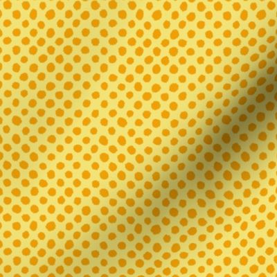 Brushed Polka Dots Marigold ef9f04 on Buttercup f1e377 
