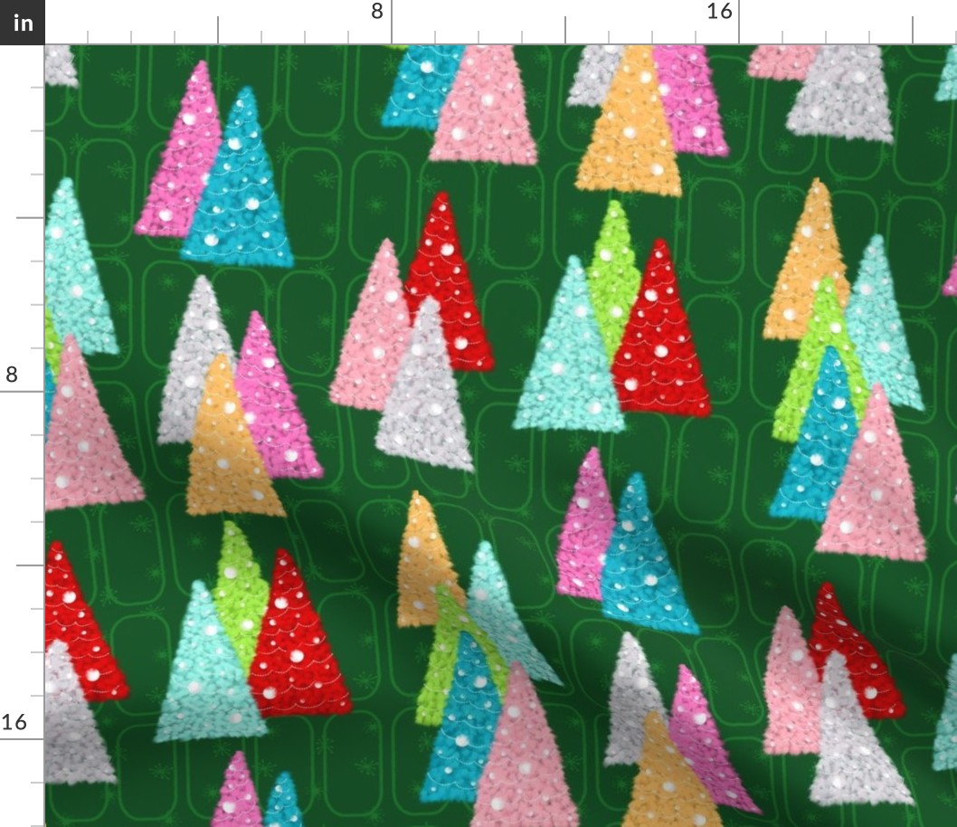 Midcentury Christmas Trees Forest - Green