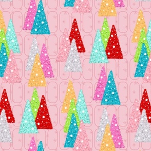 Midcentury Christmas Trees Forest - Pink