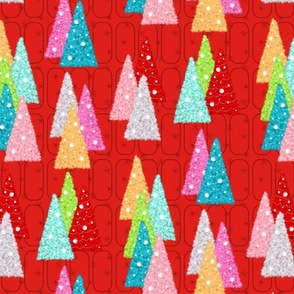 Midcentury Christmas Trees Forest - Red