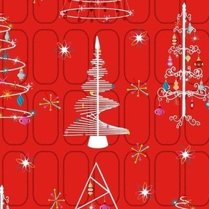 Midcentury Christmas Trees - Red