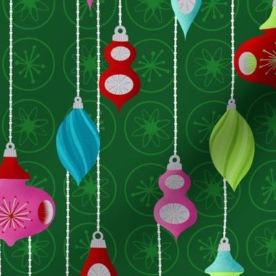 Midcentury Christmas Ornaments - Green