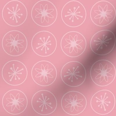 Midcentury Atomic Starbursts Circles - Pink