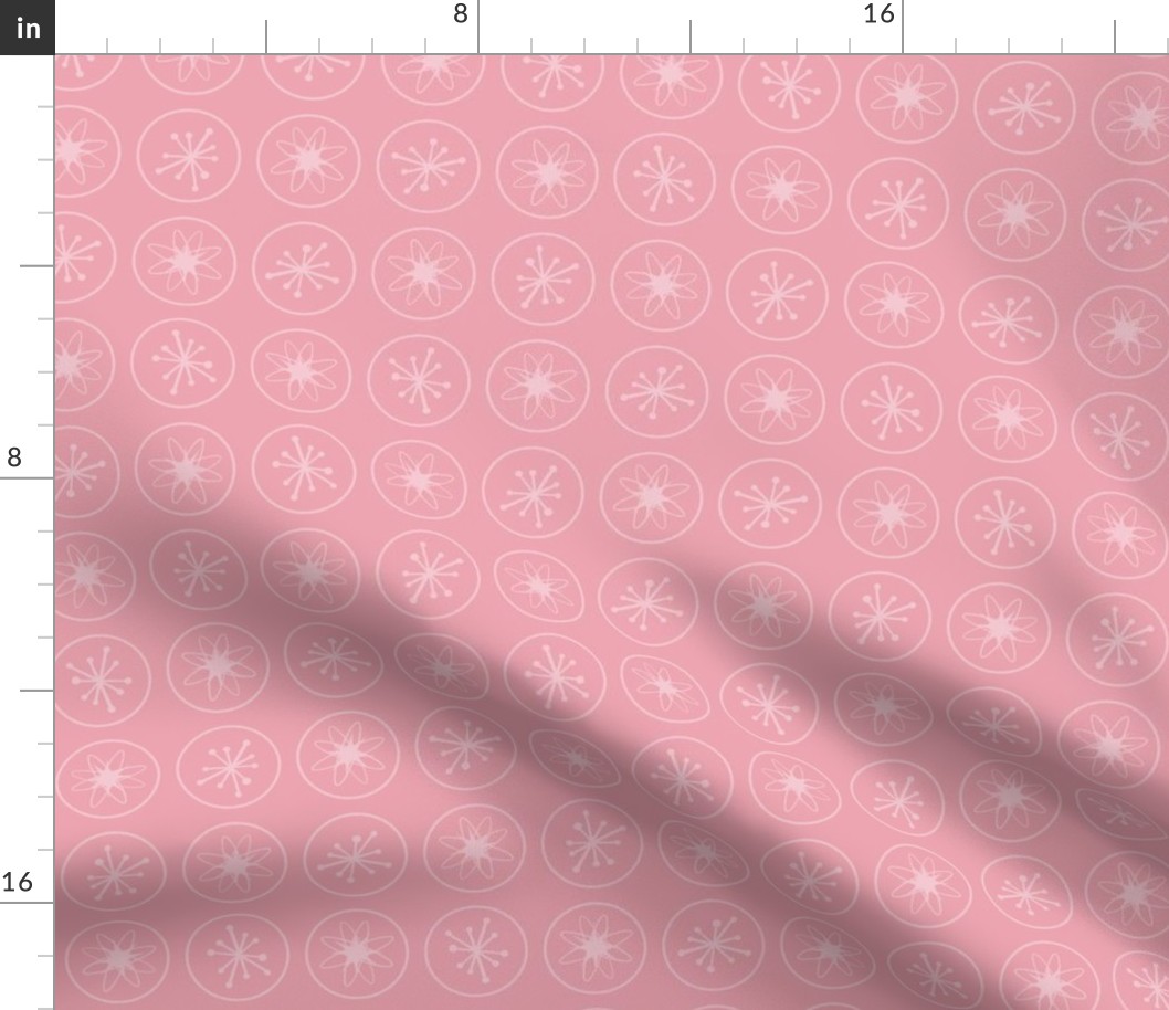 Midcentury Atomic Starbursts Circles - Pink