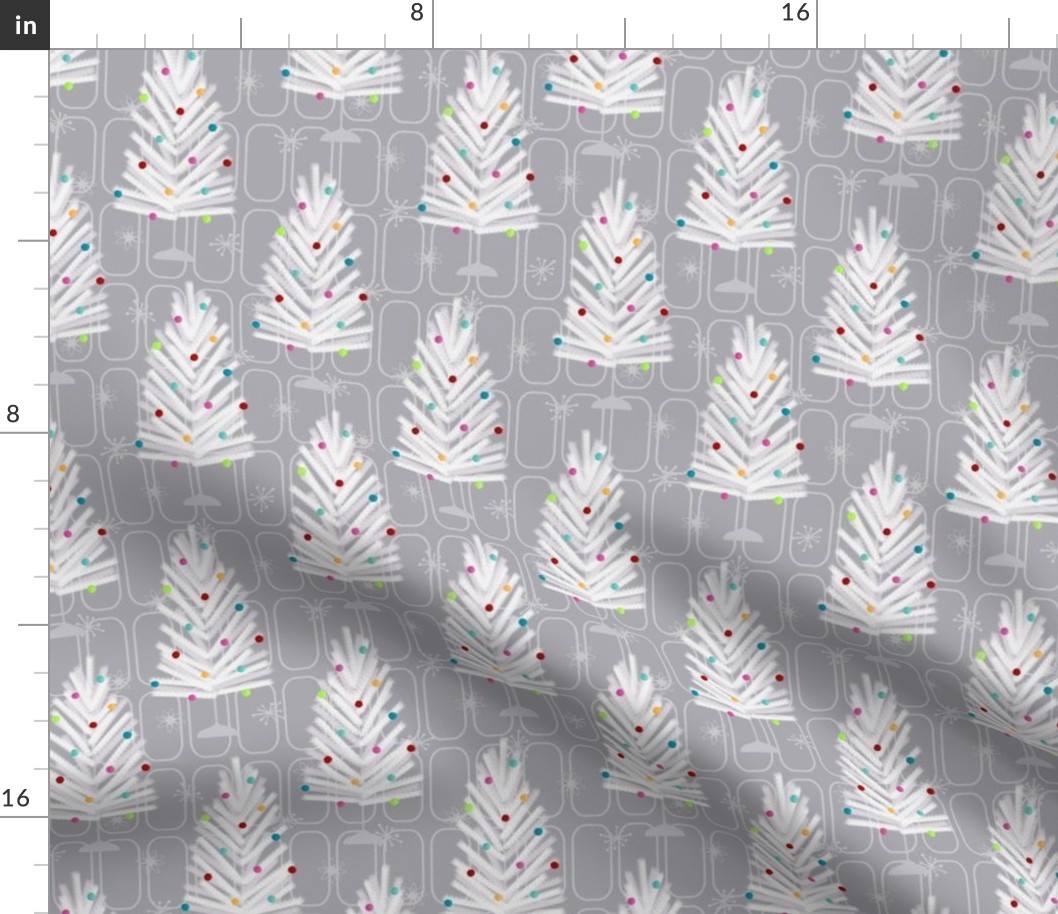 Midcentury Aluminum Christmas Trees Gray Multi